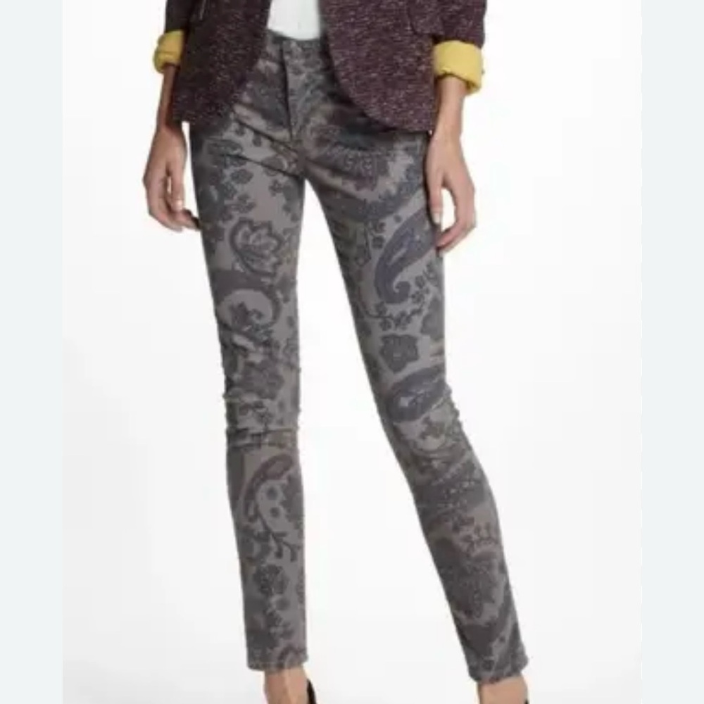 Citizens of Humanity Paisley Corduroy Skinny Jeans SZ 25 Grey Boho Hipster